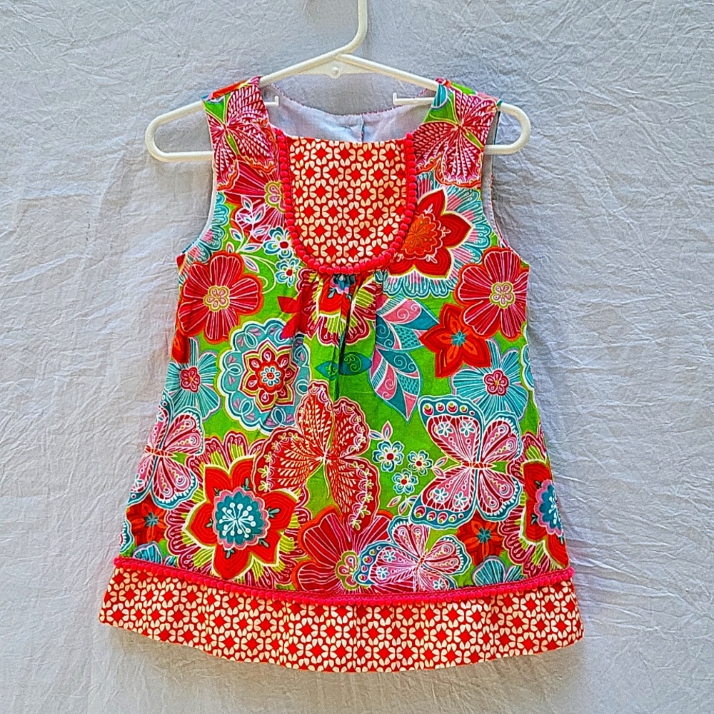 2 girls dresses, sz 4, floral, lady bugs, lined, Hartstrings, Counting Daisies